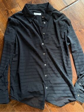 Equipment Sheer Black Striped Button Down Shirt